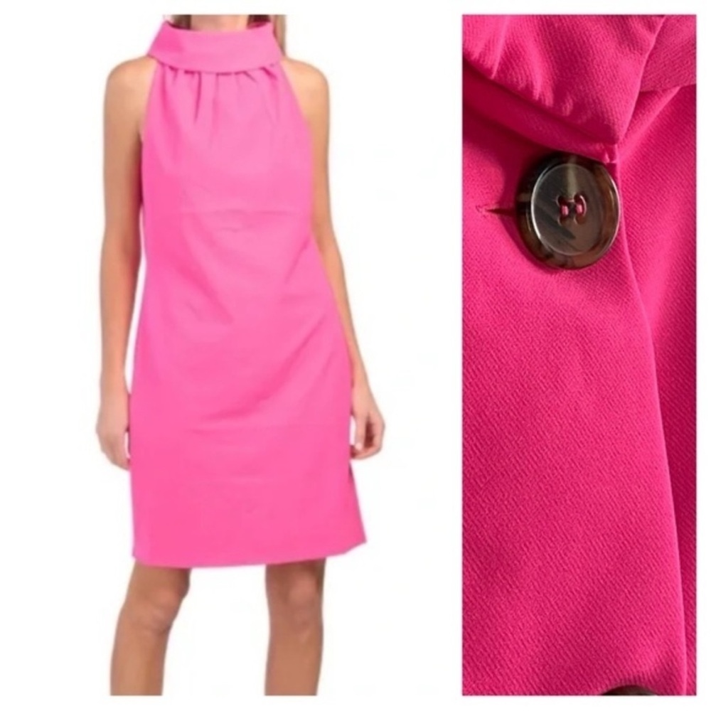 Sail to Sable Hot Pink‎ Button Back Sleeveless Cowl Neck Hydra Dress
